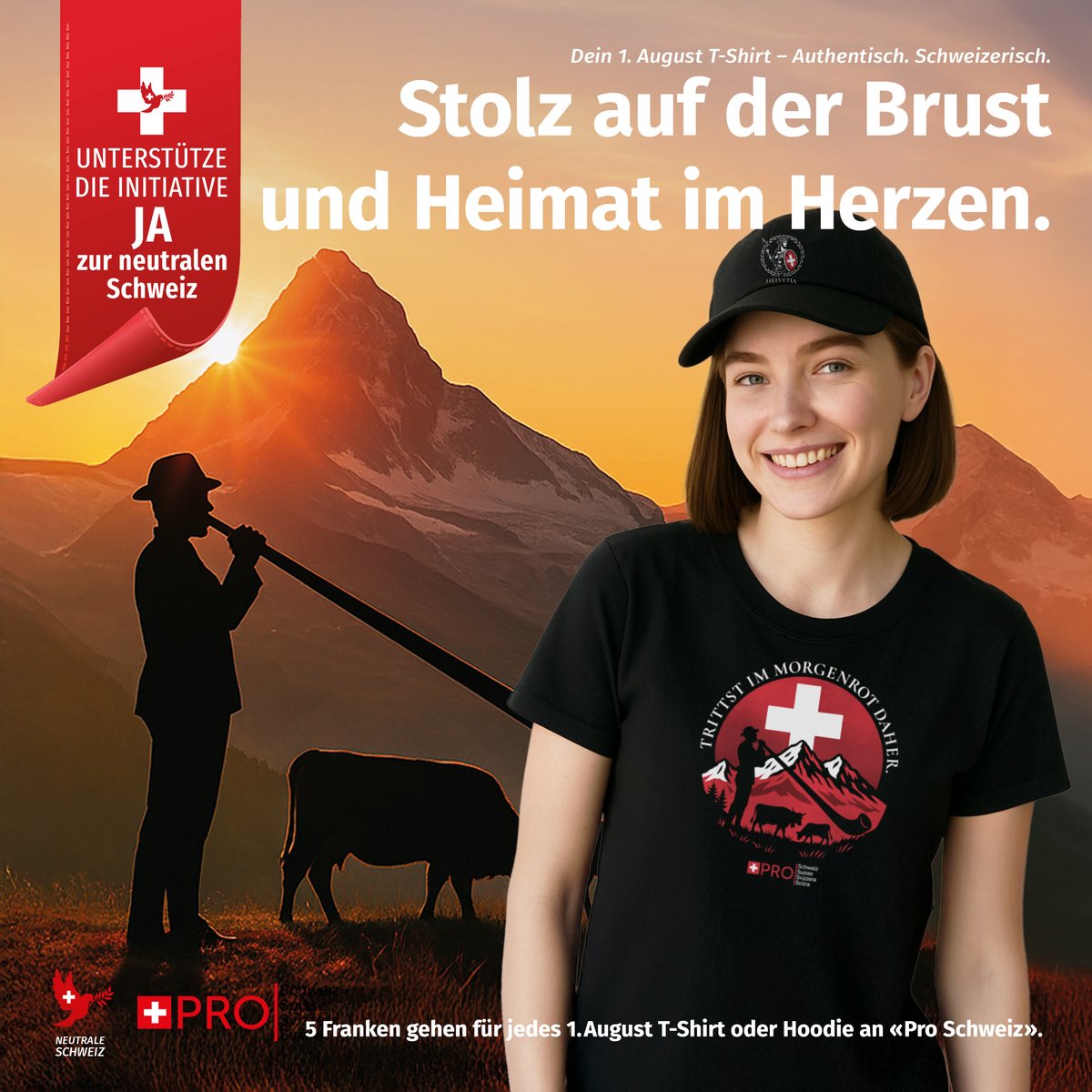 Pro_Suisse's tweet image. Heimat zeigen & Neutralität stärken
Unsere 1. August-Shirts und Hoodies verbinden Tradition mit Haltung. Mit dem Kauf unterstützt du nicht nur die #Neutralitätsinitiative, sondern trägst auch ein echtes Stück Heimat auf der Brust.
Jetzt bestellen und am 1. August Flagge zeigen…