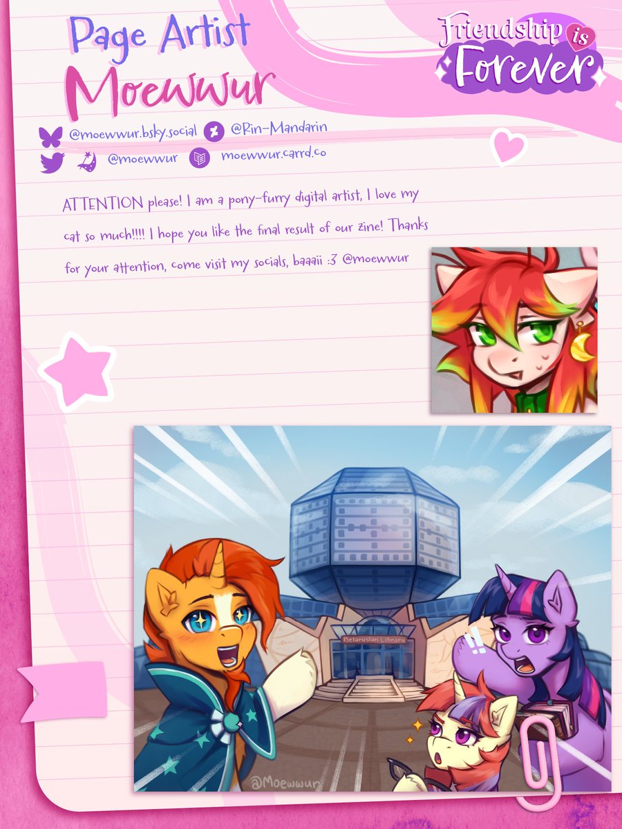 ✨ Contributor Spotlight: Moewwur ✨

Introducing our next Page Artist, Moewwur! Her piece features Bright Mac and Pear Butter!

💖 Twitter <a href="/Moewwur/">Chisё 🎠</a>
💖 Derpibooru Moewwur
💖 BlueSky moewwur.bsky.social
💖 DeviantArt Rin-Mandarin
💖 Carrd moewwur.carrd.co