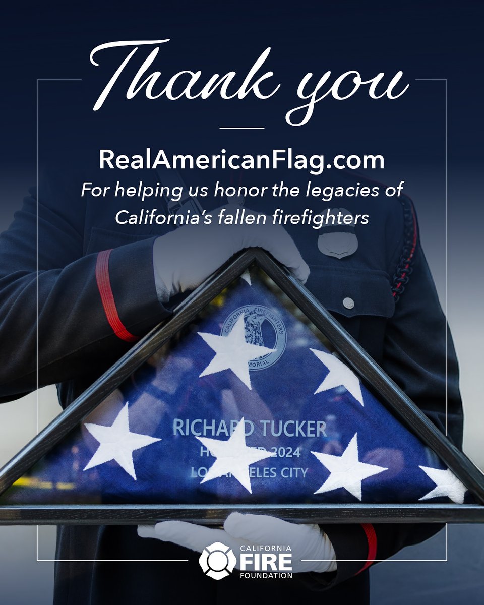 CAFireFound's tweet image. 🇺🇸 Every flag tells a story—and these tell the story of our fallen heroes. We extend our heartfelt thanks to @RealAmericanFlag for crafting the flags used in the California Firefighters Memorial Ceremony.
Their dedication to quality and respect helped us honor the brave…