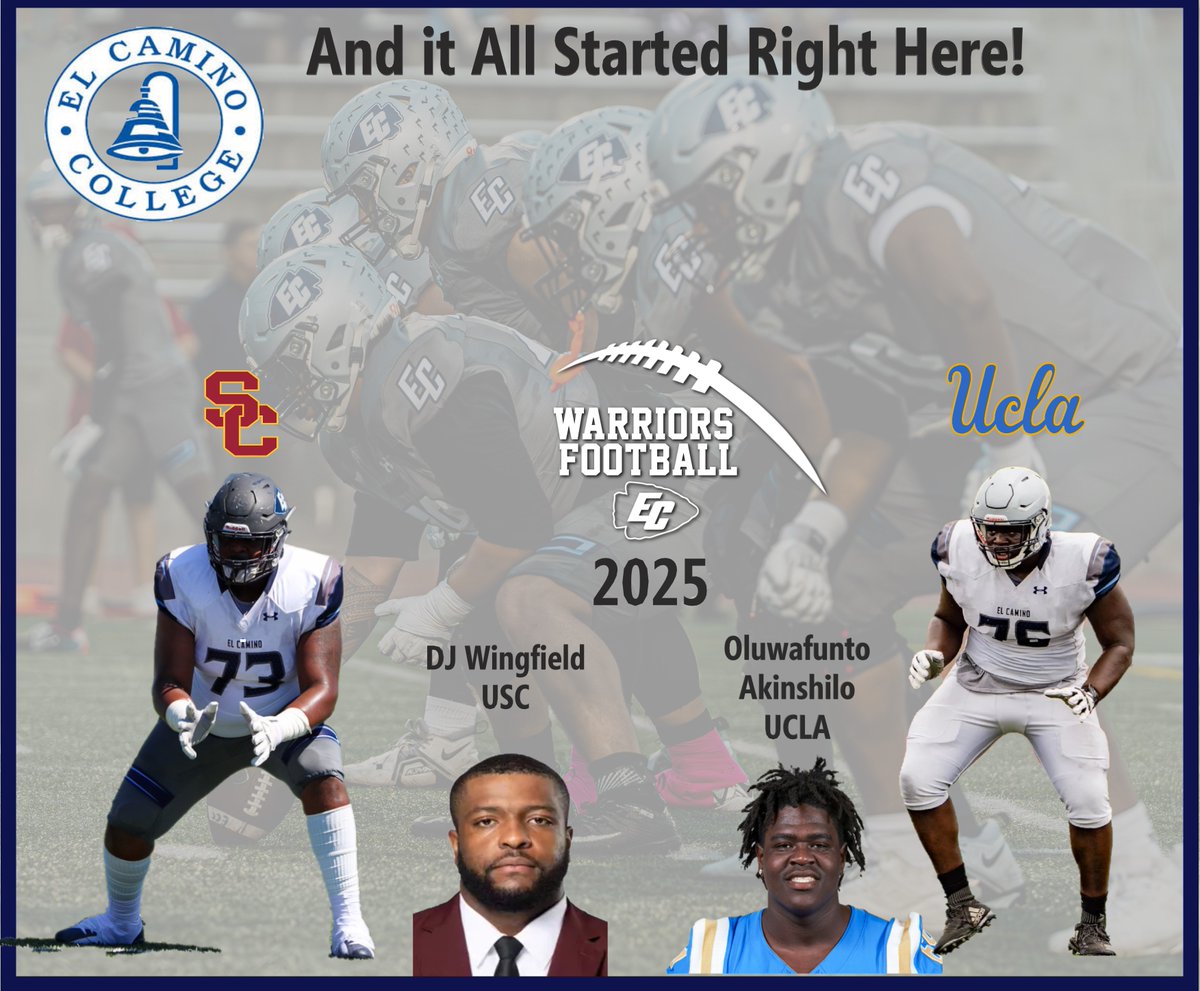 FBWarriorsECC's tweet image. O-Line Factory! This year, can't wait to watch former Elco Warriors who are now crosstown at USC (DJ Wingfield) & UCLA (Oluwafunto Akinshilo @ysl_funto). Also, lets not forget about last years OL class - Leivi @ivi_310 (E. Carolina) and Charlie Adams @CadamsIII (Cal Poly SLO)