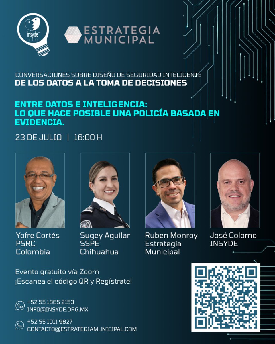 Yofre Cortés fue mi maestro en la escuela de inteligencia de la Policía Nacional de Colombia
Sugey Aguilar es la Subsecretaria de Inteligencia en la SSPE de Chihuahua
Rubén Monroy es un reconocido especialista 
José Colomo es un reconocido especialista en reforma policial