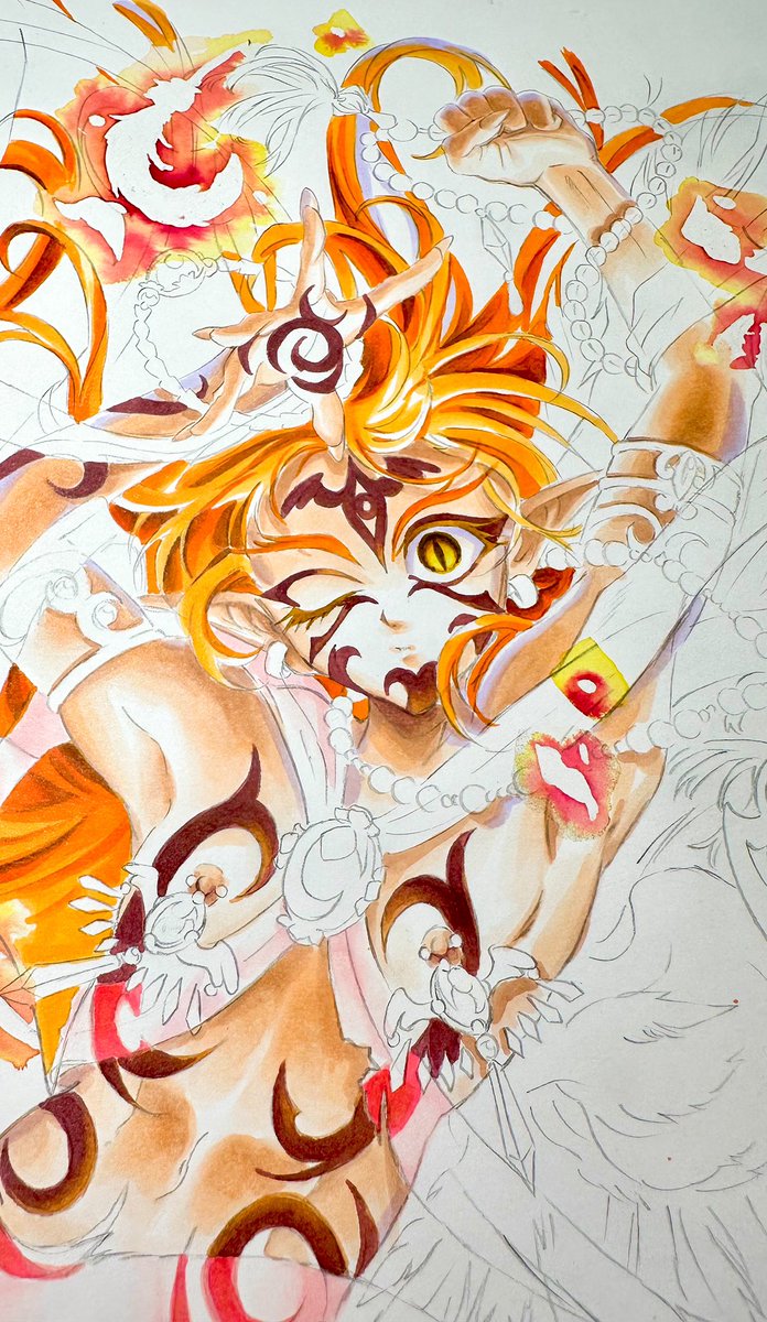 WIP of an illustration I’ve been working on my free time! I really missed working with markers 🔥