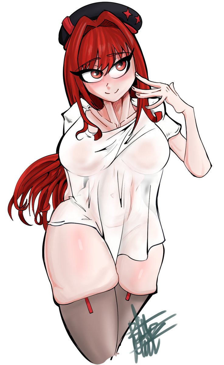 BlitzMint's tweet image. Rapi decided to try on SKK's shirt! It's all Red Hood's influence complete and utter insubordination!
#Rapi #ラピ #NIKKE #勝利の女神NIKKE #GoddessOfVictory