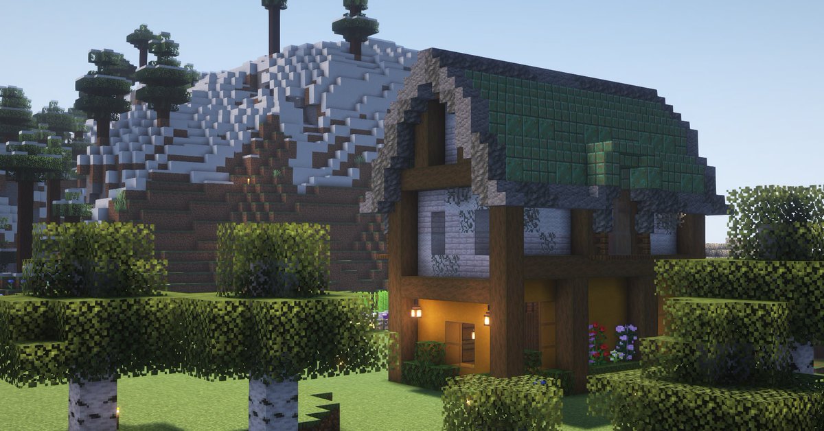 JustMinecarts's tweet photo. Hiya, I'm @StellarLuma, and this is my Just Minecraft starter base! The vibe I'm going for this season is "not quite your grandmother's house" and I think the older house style and bright colours lend themselves well here in this first build.

#minecraft #mcyt https://t.co/c1eGRAM0QO