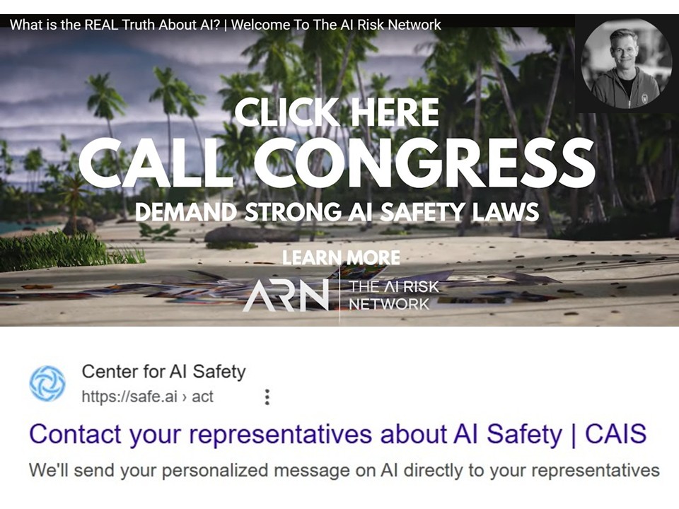 DrTechlash's tweet image. A collaboration to automatically spam Federal & State politicians on AI "extinction risks" was launched today by John Sherman's new "AI Risk Network/ GuardRailNow" and Dan Hendrycks' Center for AI Safety. Their tool sends pre-written emails to Congresspeople/Senators/Governors.…