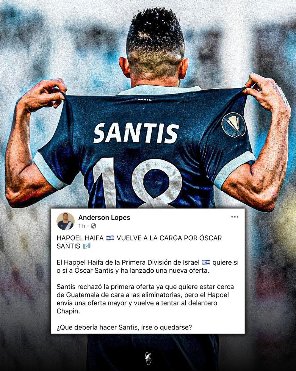 futbolerochap1n's tweet photo. 🚨LEGIONARIOS🚨
Según informa @Guerreros_gt502, el Hapoel Haifa quiere sí o sí al delantero guatemalteco Oscar Santis y han enviado una nueva oferta. 🇬🇹🛫🇮🇱❔
¿Qué harían ustedes?
#ultimahora #legionarios #vamosguate #oscarsantis #hapoelhaifa #rumor #fichajes #guatemala https://t.co/0av67sB7su
