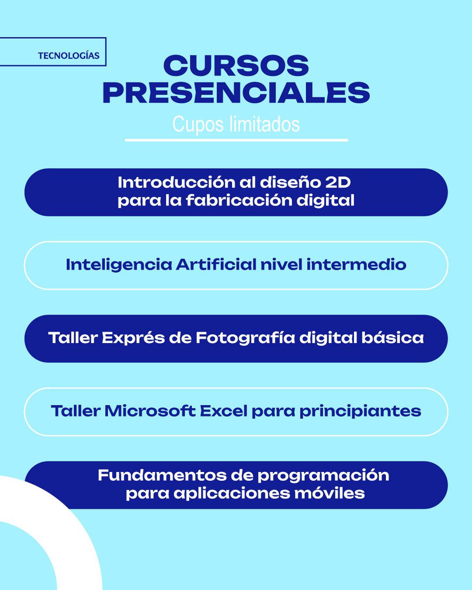 TICAlcaldiaCali's tweet photo. Te invitamos a formarte en herramientas tecnológicas con nuestros cursos presenciales y virtuales.

📅 Inscripciones abiertas hasta el 30 de julio
👉 Cupos limitados

🔗Más información: https://t.co/x7Fg92SugJ https://t.co/xEgSA68HH9