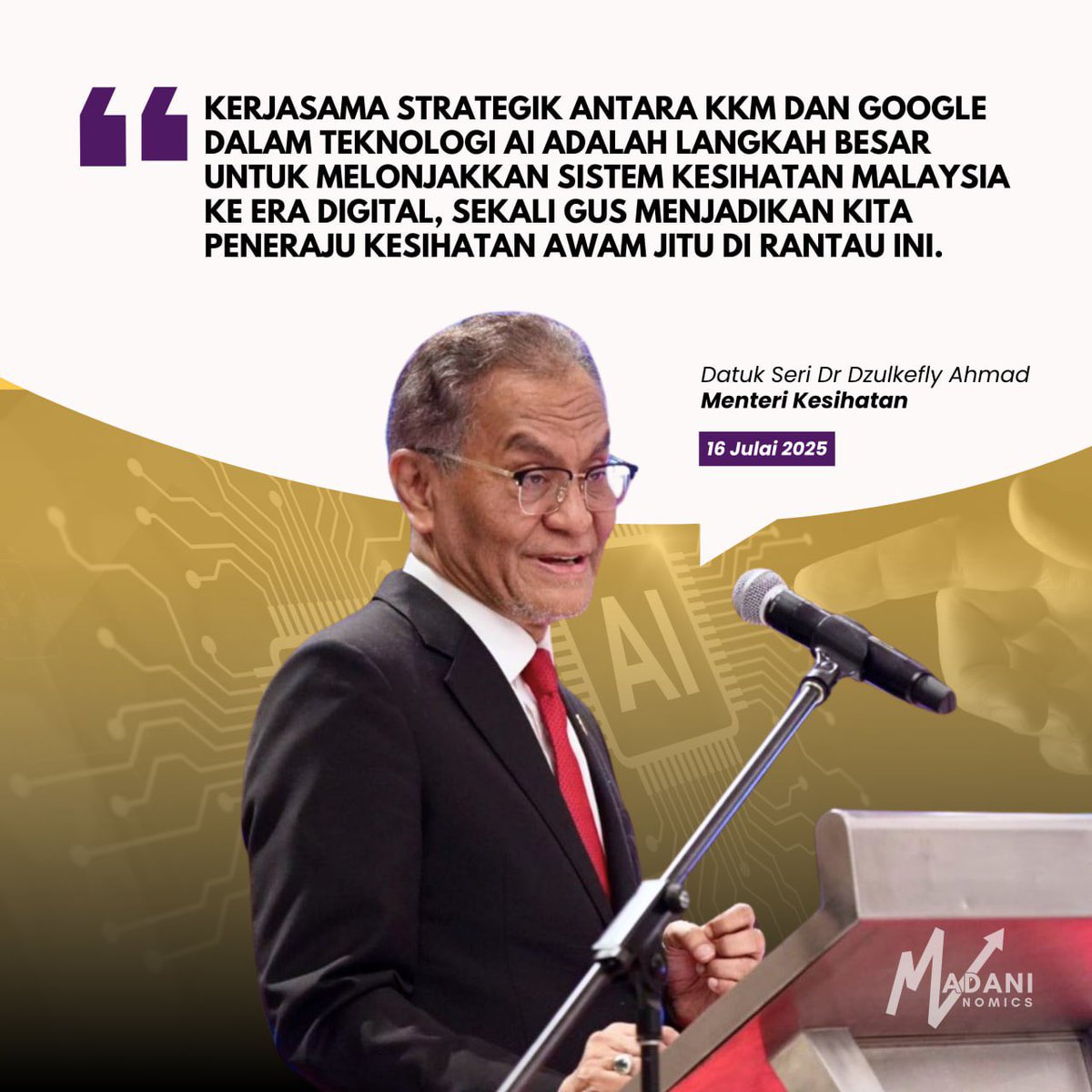 MadaniNomics's tweet image. MNNews 🌐 KKM–Google Bekerjasama Perkasa Kesihatan Awam Berasaskan AI
@KKMPutrajaya kini meneroka kerjasama strategik bersama Google dalam penggunaan teknologi kecerdasan buatan (AI) bagi melonjakkan sistem kesihatan negara ke era digital, sekali gus memperkukuh kedudukan…