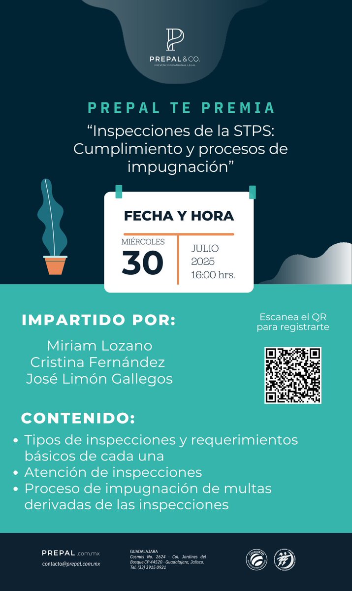 Prepal_mx's tweet photo. ¿Sabes qué hacer cuando llega una inspección de la STPS a tu empresa? 🧐

Regístrate sin costo:
“Inspecciones de la STPS: cumplimiento y procesos de impugnación”

Miércoles 30 de julio a las 4:00 pm.

Link: ihttps://forms.gle/5ZFkT3vsNRqgPrFR6  #InspeccionesSTPS #JuicioDeNulidad https://t.co/Xlcn1AVYOI