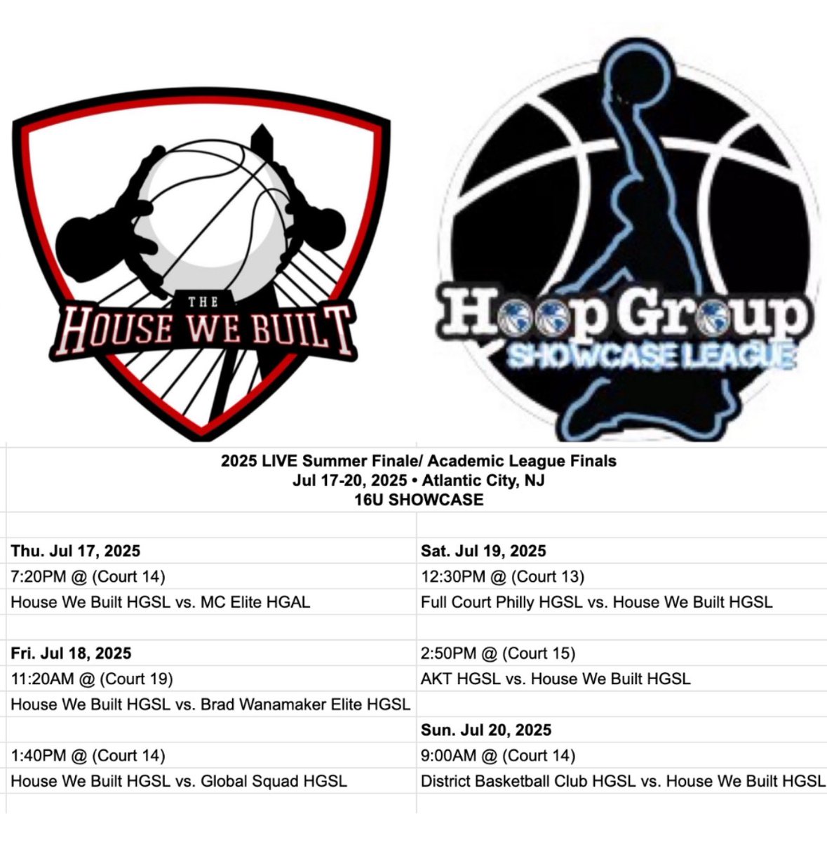 Maddox Dobson (@maddbuckets) on Twitter photo Locked 🔒and ready to get to work 😤 this week, here’s my <a href="/HouseWeBuilt617/">The House We Built</a> 16U Showcase schedule 📆
2025 LIVE Summer Finale -
Jul 17-20 • Atlantic City, NJ.
<a href="/WMA_Basketball/">WMA Basketball</a> <a href="/PHNewEngland/">Prep Hoops New England</a>
<a href="/HGSL_HoopGroup/">HGSL</a>
<a href="/TheHoopGroup/">Hoop Group</a>
<a href="/NERRHoops/">New England Recruiting Report NERRHoops</a> Locked 🔒and ready to get to work 😤 this week, here’s my <a href="/HouseWeBuilt617/">The House We Built</a> 16U Showcase schedule 📆
2025 LIVE Summer Finale -
Jul 17-20 • Atlantic City, NJ.
<a href="/WMA_Basketball/">WMA Basketball</a> <a href="/PHNewEngland/">Prep Hoops New England</a>
<a href="/HGSL_HoopGroup/">HGSL</a>
<a href="/TheHoopGroup/">Hoop Group</a>
<a href="/NERRHoops/">New England Recruiting Report NERRHoops</a>