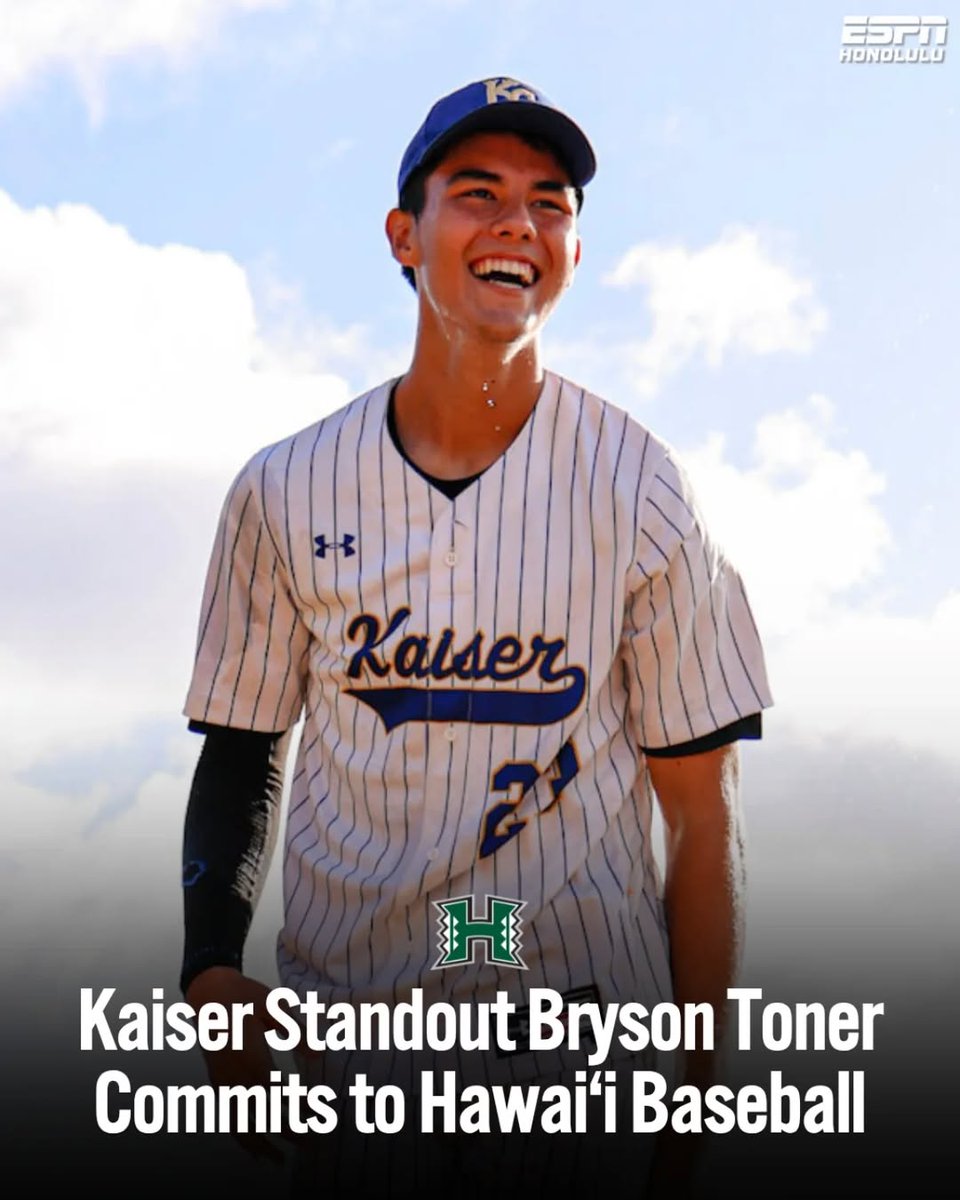 ESPNHonolulu's tweet image. Kaiser alum and standout pitcher @btoner_23 is headed to Mānoa to join the Rainbow Warriors! @HawaiiBaseball #GoBows
📷: Kinue Miller