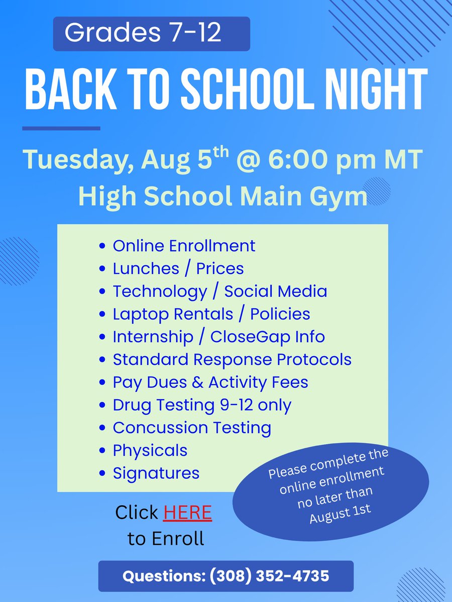 Skip the lines on Back to School Night by completing your returning/new student’s Online Enrollment ahead of time!  You can also pre-pay student fees!

Online Enrollment:  
perkinscountyschools.org/page/e-funds-o…