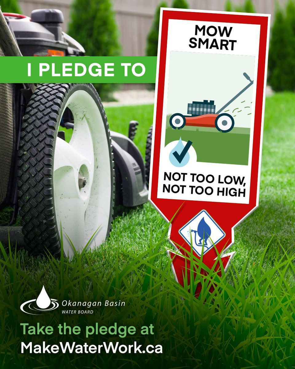 Take the Pledge to mow smart! ✂️ Not too short-not too long. Longer grass (2-3 in) shades soil, helping your lawn retain moisture &amp; stay greener with less water. 🌿 #MakeWaterWork for your lawn! Take the pledge &amp; enter to WIN a $500 yard upgrade! 🎉 MakeWaterWork.ca/pledge