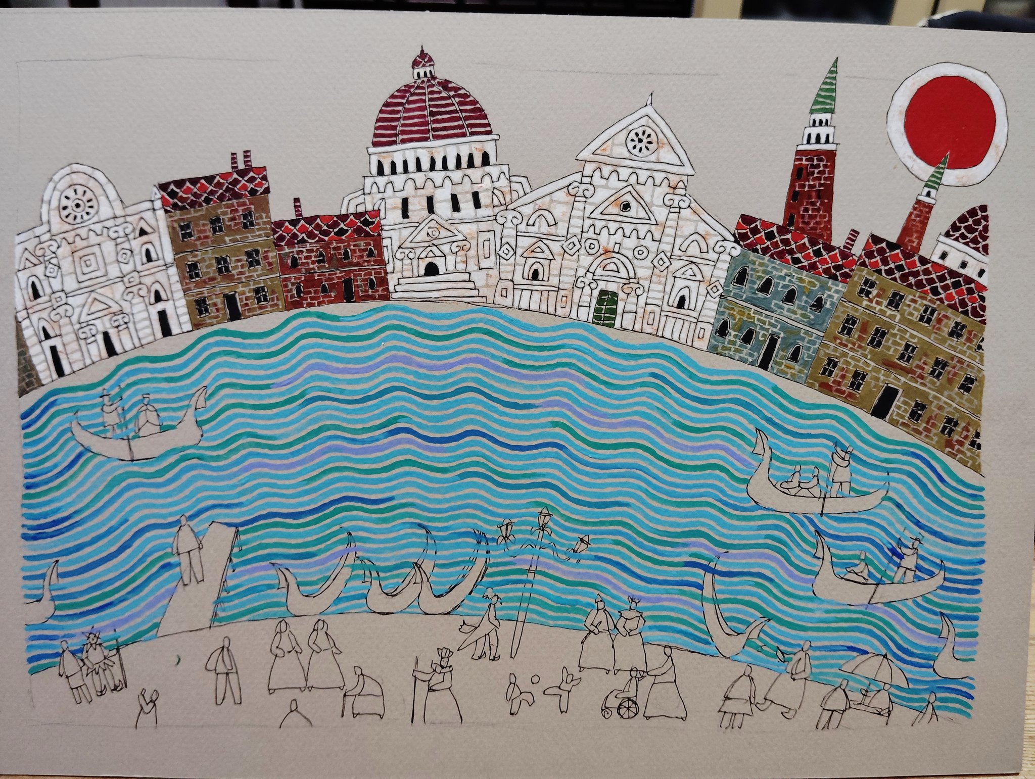 奥村ユズル　水彩画原画　エーゲ海のプチホテル 奥村ユズル 水彩画原画 エーゲ海のプチホテル