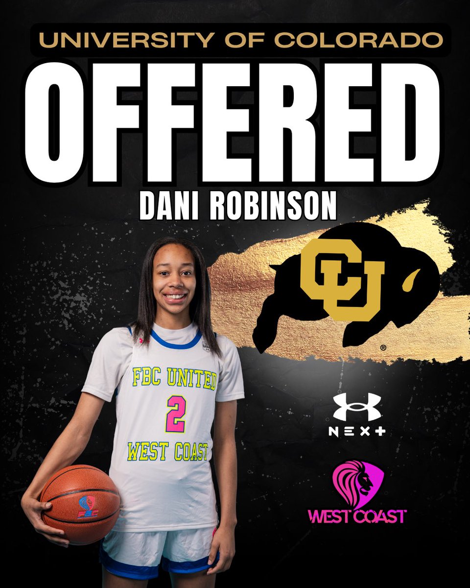 2027 5’10 PG Dani Robinson has earned an offer to Colorado of the Big 12 Conference. Dani was a super standout at GUAA Session 2. 

#FBCWestCoast