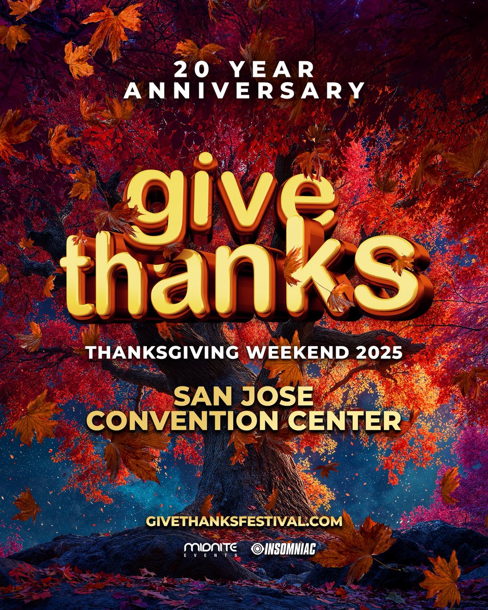 Give Thanks (@givethanksfest) on Twitter photo Attention NorCal 🍁 <a href="/GiveThanksFest/">Give Thanks</a> returns this Thanksgiving Weekend to the area where it all started 🙌 20 Years in the making 🔥 at a never-used massive state-of-the-art venue with a huge line-up 🎉💥
Sign up for presale through link here: givethanksfestival.com Attention NorCal 🍁 <a href="/GiveThanksFest/">Give Thanks</a> returns this Thanksgiving Weekend to the area where it all started 🙌 20 Years in the making 🔥 at a never-used massive state-of-the-art venue with a huge line-up 🎉💥
Sign up for presale through link here: givethanksfestival.com