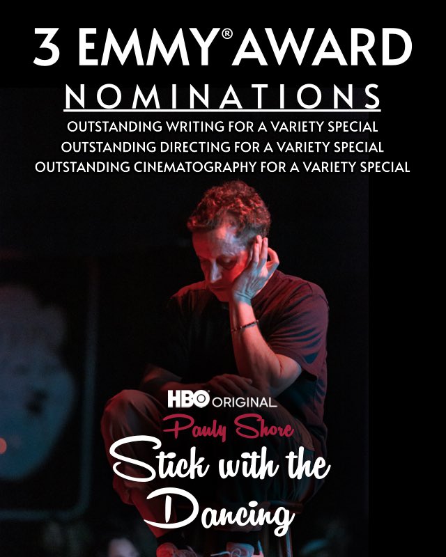 PaulyShore's tweet image. I’m very excited to be nominated for an Emmy for my one man show “Stick with the Dancing: Stories from my Childhood.” Thank you for all the love and support. Congratulations to all the nominees: @billburr @AdamSandler @aliwong @natebargatze Sarah Silverman @TeamCoco. We’re all…