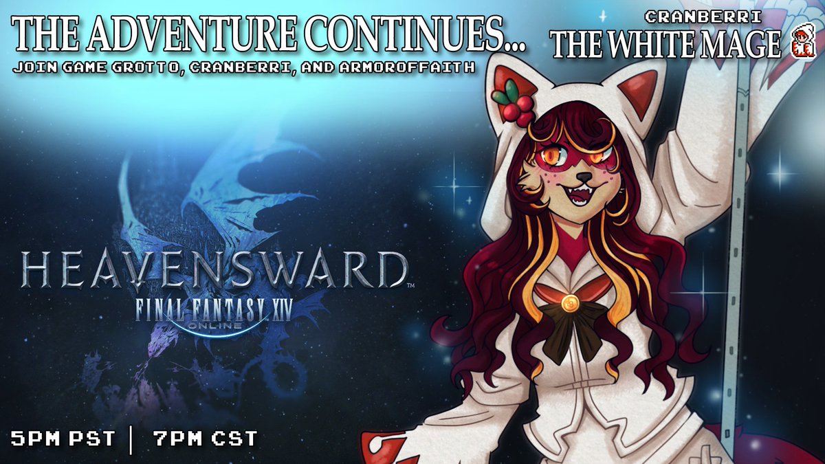 Game Grotto 🤖💜☕️ Video Game Devs & Vtubers (@game_grotto) on Twitter photo We are LIVE right now! With more Final Fantasy XIV!
Join Meg, Don, <a href="/Cranberri_Inari/">CranCran 🦊 🍒🩵 || VTUBER ARTIST & RIGGER</a> and <a href="/ArmorOfFaith91/">ArmorOfFaith (Redebut in progress...)</a> all LIVE on our channels as we continue our adventure in Final Fantasy XIV!
Cranberri Inari is...The White Mage!
Come join us! We are LIVE right now! With more Final Fantasy XIV!
Join Meg, Don, <a href="/Cranberri_Inari/">CranCran 🦊 🍒🩵 || VTUBER ARTIST & RIGGER</a> and <a href="/ArmorOfFaith91/">ArmorOfFaith (Redebut in progress...)</a> all LIVE on our channels as we continue our adventure in Final Fantasy XIV!
Cranberri Inari is...The White Mage!
Come join us!