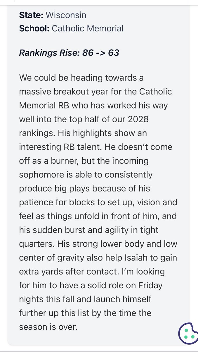 Thank you <a href="/MJ_NFLDraft/">Mark Johnson</a> and <a href="/PrepRedzoneWI/">Prep Redzone Wisconsin</a> for the write up and recognition but there’s always room to improve!