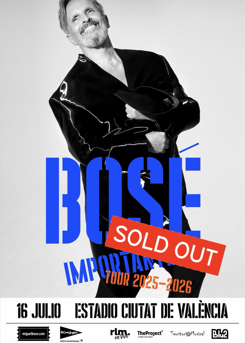 boseofficial's tweet image. VALENCIA ¡GRACIAS POR ESTE SOLD OUT! ESTA NOCHE CELEBRAMOS A TOPE. #SoldOut #TourImportante