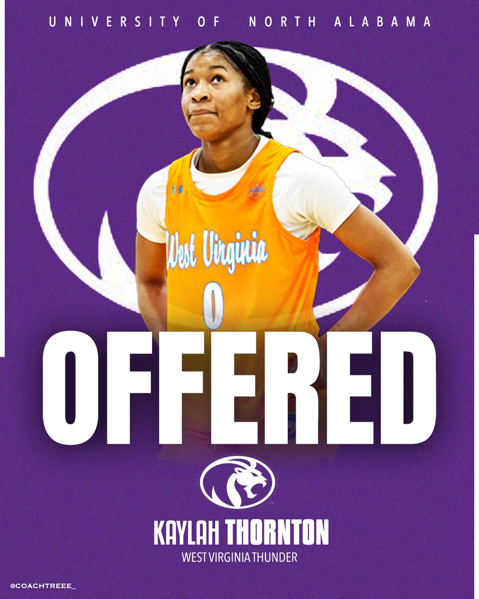 Kaylah Thornton ‘26 (<a href="/ThorntonKaylah/">Kaylah Thornton</a>) has picked up an offer from North Alabama!

#WVThunderFam | ⚡️⚡️