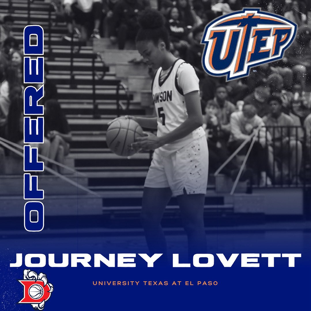 HoopsDawson's tweet image. Congrats Journey Lovett on receiving an offer from UTEP! Keep it up! 😇🙏🏾 @utepwbb @journey_lovett @DawsonHighSchl @AthlPearlandisd @drdavis111