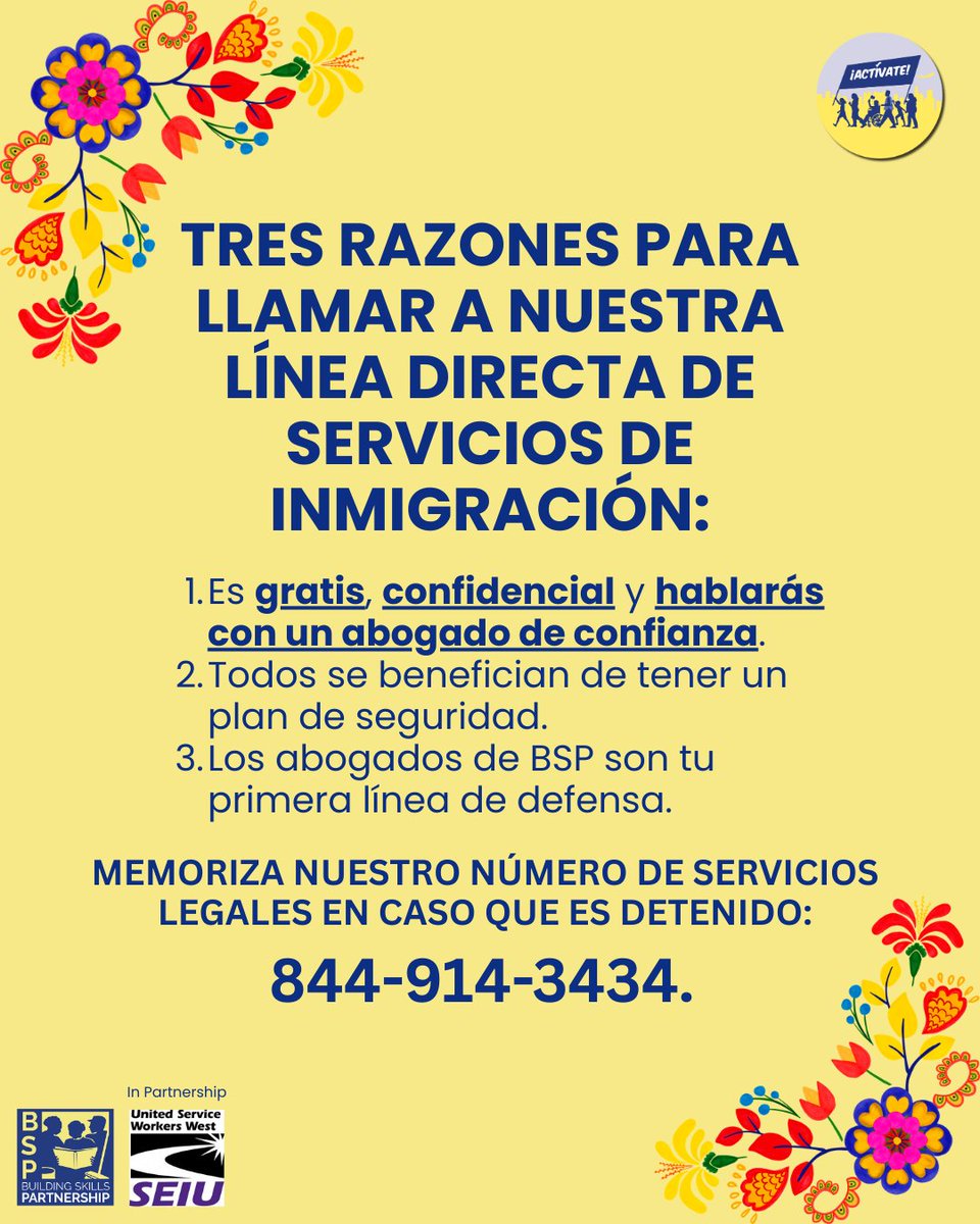 Building_Skills's tweet image. Three reasons why you should call our hotline:
📷We’re standing by right now for your call. Our BSP Immigration Legal Services (ILS) hotline is free and confidential. We’ll always connect you with a trusted attorney to answer your immigration questions. Call today! 844-914-3434…