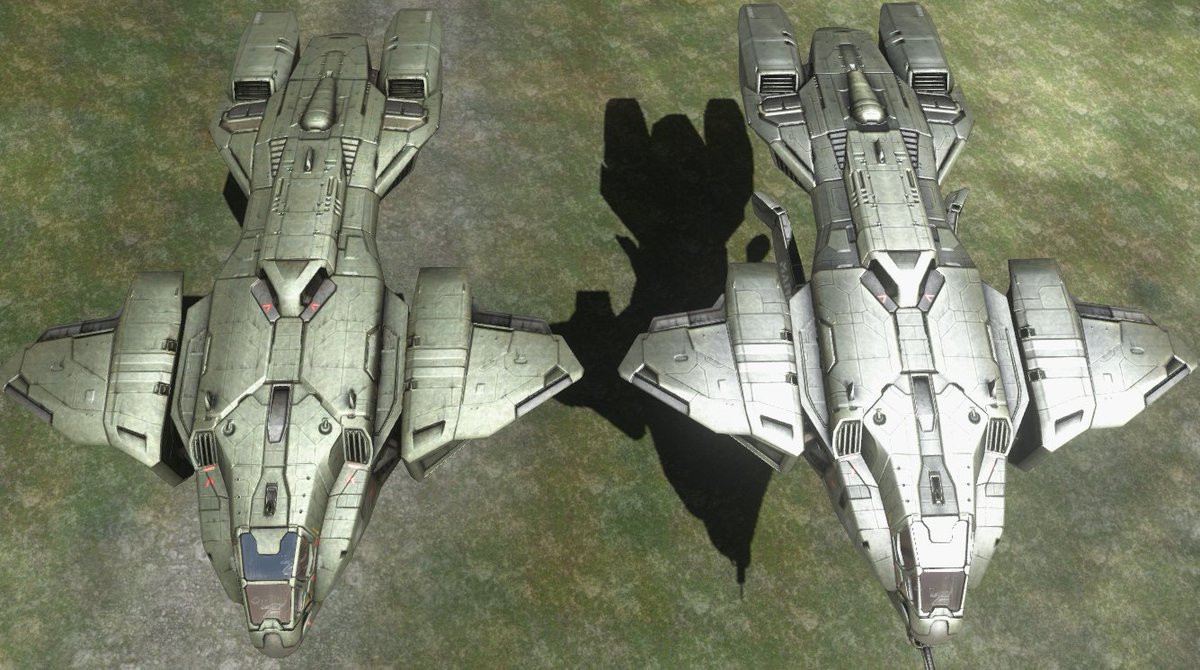 RejectedShotgun's tweet image. To use the Halo 3 Pelican, or the unused ODST Pelican...
One is vanilla H3, one is upgraded and more detailed. A tough choice.