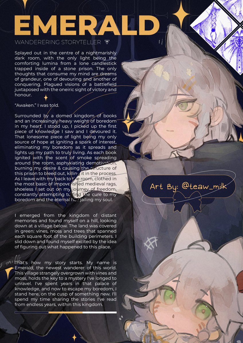 EmeraldPSD's tweet image. Reposting my OC sheet because not enough people know about my goat Emerald 🔥🔥
I should write more stories when I am less busy, they're so enjoyable to do :D and I want to flesh out the world more!