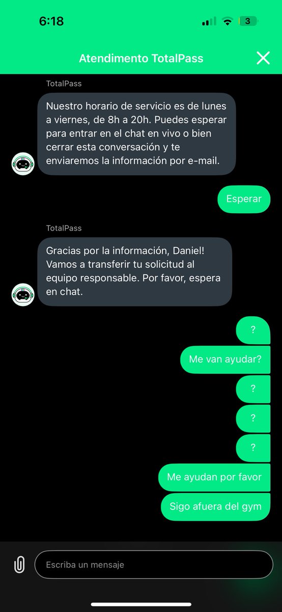 DanielH19312975's tweet photo. @totalpassmx  que pasa con su soporte?
Según mensajes automáticos es de 8:00 a 20:00. 
No me han dicho nada…… sigo sin poder hacer check in. https://t.co/uSoPAze6cc