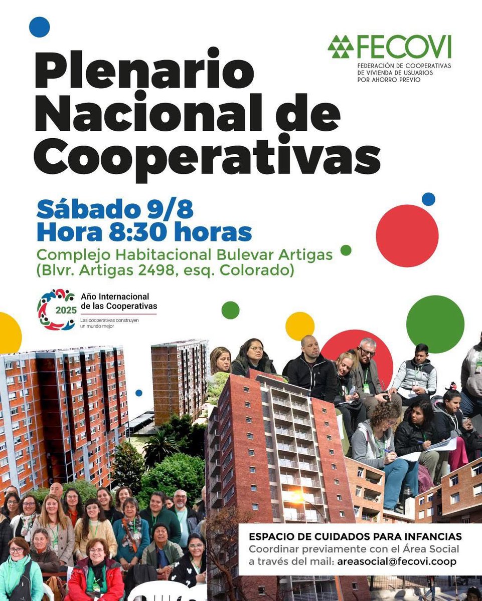 Convocamos a todas las cooperativas del país a participar de una jornada de encuentro, reflexión y construcción colectiva.

📩 Para coordinar, escribir previamente al Área Social: areasocial@fecovi.cooop

¡Nos encontramos para seguir construyendo futuro cooperativo!