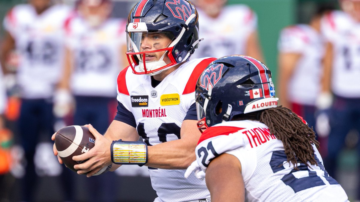 CFLStats's tweet image. Davis Alexander needs one more win to tie Danny McManus for the longest winning streak to start a career at 8-0.
The Alouettes' QB returns to the huddle on Thursday vs. Toronto after a 2-game absence.
📝 #CFL Game Notes: static.cfl.ca/wp-content/upl…