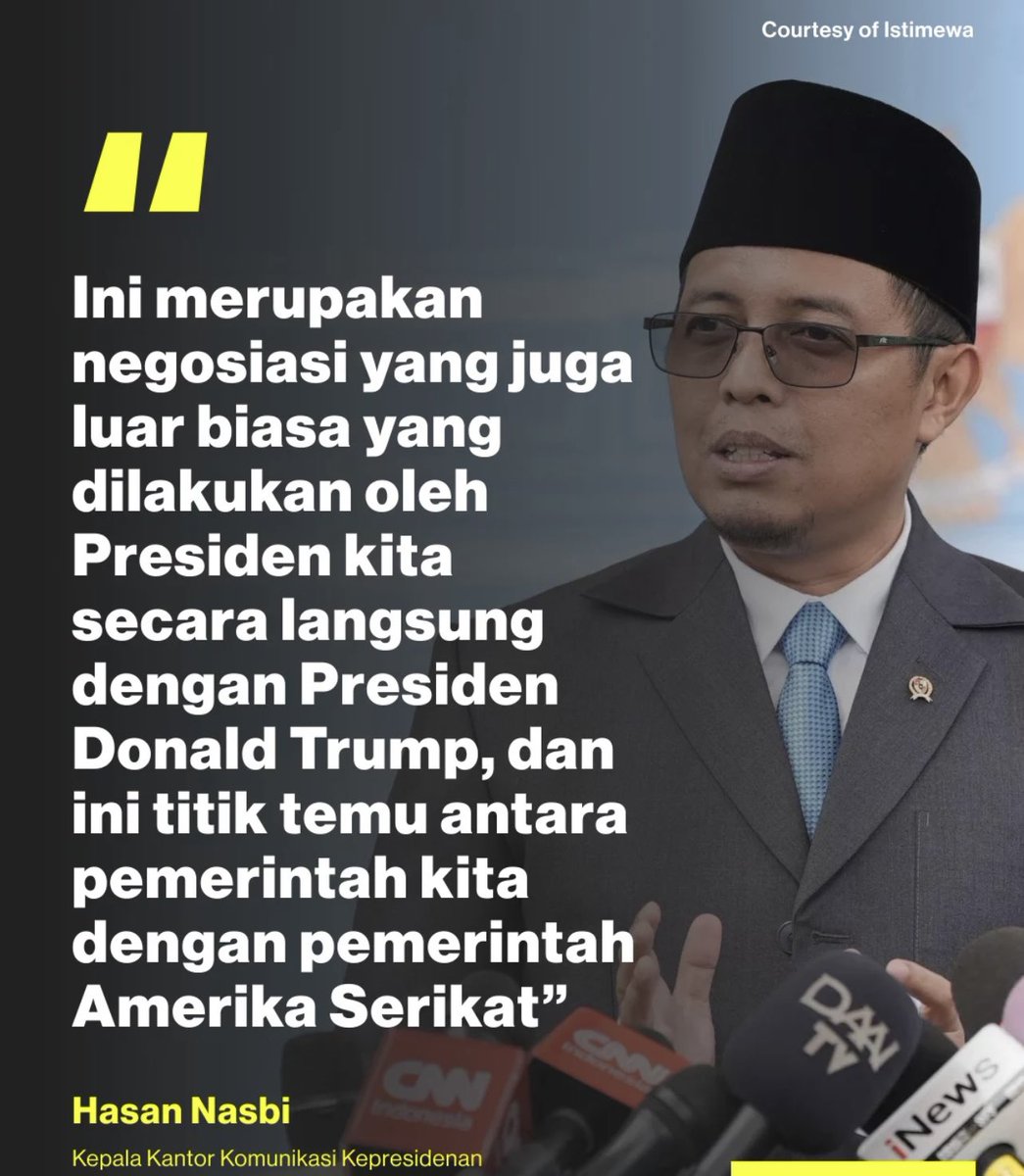 Muhammad Rifai Darus (@rifaidarusm) on Twitter photo Pagi ini saya mengcupture dari IG <a href="/nowdots/">Nowdots</a>.
Sy belum memberikan catatan analisa tentang hasil negosiasi Pak Presiden <a href="/prabowo/">Prabowo Subianto</a> dan <a href="/realDonaldTrump/">Donald J. Trump</a> karena masih kumpulkan juga masukan2 agar bisa menambah catatan khusus nantinya.
Jadi, bagaimana menurutmu guys tentang hal Pagi ini saya mengcupture dari IG <a href="/nowdots/">Nowdots</a>.
Sy belum memberikan catatan analisa tentang hasil negosiasi Pak Presiden <a href="/prabowo/">Prabowo Subianto</a> dan <a href="/realDonaldTrump/">Donald J. Trump</a> karena masih kumpulkan juga masukan2 agar bisa menambah catatan khusus nantinya.
Jadi, bagaimana menurutmu guys tentang hal