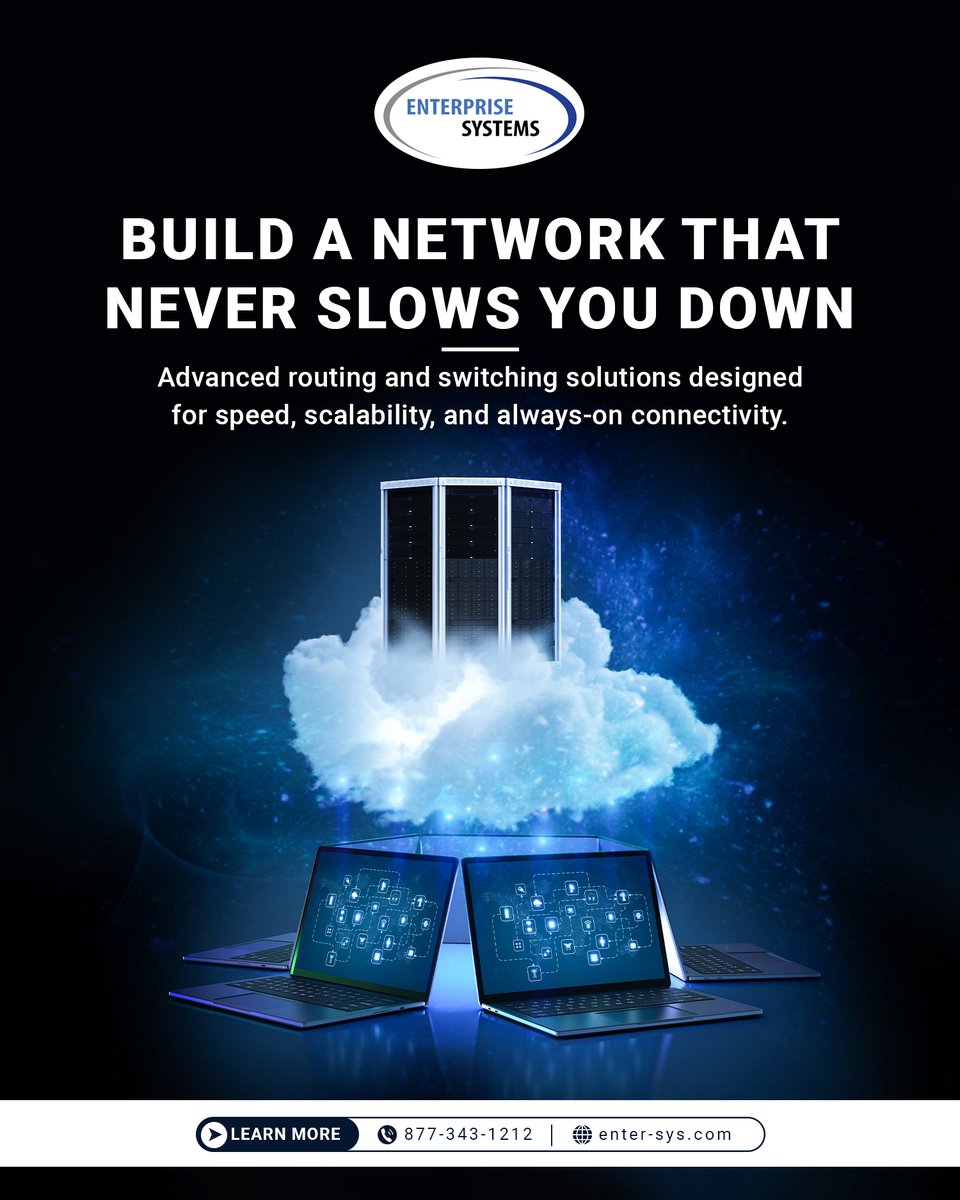 entersys's tweet image. Upgrade your network with Enterprise Systems for seamless speed, scalability, and reliability at every level.
 #NetworkSolutions #RoutingSwitching #EnterpriseSystems #ITInfrastructure #HighSpeedNetwork #ReliableConnection #ScalableNetwork #AlwaysOn #EnterpriseIT