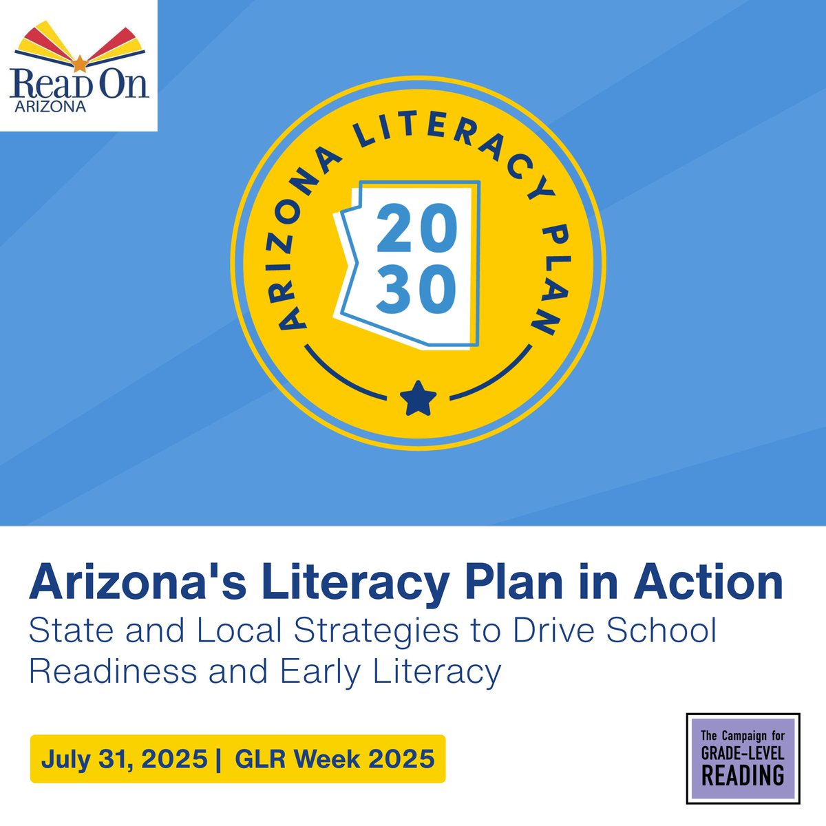 ReadOnArizona's tweet image. Learn about Arizona Literacy Plan 2030 in Action! Join us on 7/31 for a webinar on state & local strategies driving school readiness and early literacy as part of #GLRWeek2025 with @readingby3rd. Register at bit.ly/45MSDEL
@myvsuw | City of Tempe | @AZFTF | @MWFBaz