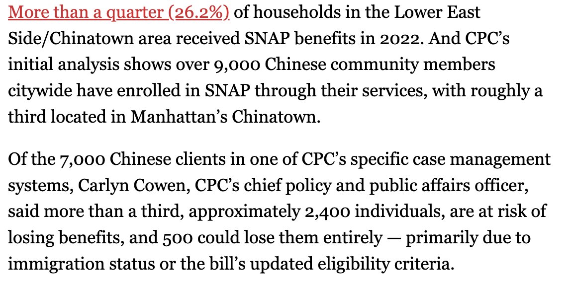 clarissaleon's tweet image. The #BigBeautifulBill calls for the largest cut to SNAP in its history — $186 billion.
In regards to potentially losing his benefits SNAP benefits, a young Chinese single father of two said: “I’m so scared. I want to give up. I’d rather die.”
documentedny.com/2025/07/16/chi…