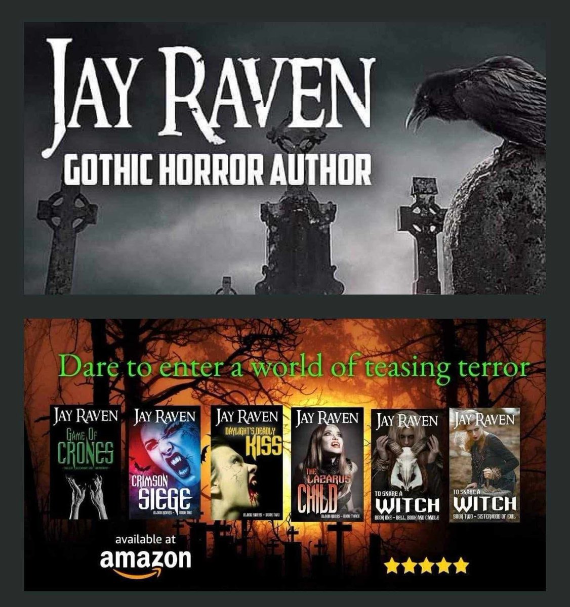 <a href="/JayRavenAuthor/">Jay Raven</a>'s
       Links 💻 📱 
☞ Website:
jayraven.com

☞ Twitter:
x.com/JayRavenAuthor

☞ Goodreads:
goodreads.com/author/show/31…

☞ Author Page:
facebook.com/share/15rso1E9…

☞ Bookbub:
bookbub.com/authors/jay-ra…

#horror #gothic