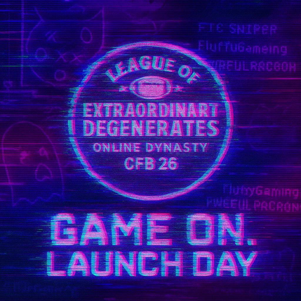 CFB_Degenerates's tweet photo. 🚨 SURPRISE. WE’RE LIVE.
The League of Extraordinary Degenerates has started early. No countdown. No warning. Just carnage.
Hope your depth chart was set.

It’s time.
#LED #CFB26 #DegenerateDynasty #WeStartWhenWeWant https://t.co/ql89gfL6A3