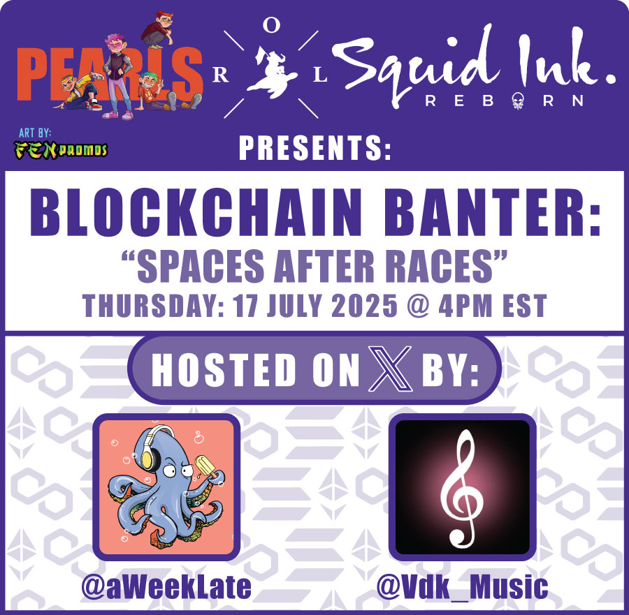 🎙️ A Week Late Podcast 🎙️ (@aweeklate) on Twitter photo I'll be Co-hosting a Space tomorrow w/ my friend <a href="/Vdk_Music/">VDK Music 🇨🇦</a>! We'll be chatting about #TechNews, #Comedy, #Music, #Crypto & #Gaming on #Web3.
Sponsors:
<a href="/PearlsNFTs_/">Pearls 🦪</a> <a href="/oceanracinggame/">Ocean Racing League</a> <a href="/enothelost/">Eno | The Lost & Squid Ink Reborn #NFT</a>
Join here 👇👇👇
x.com/i/spaces/1mnxe…
#SquidInk #ENOtheLOST #ORL #PearlsNFT I'll be Co-hosting a Space tomorrow w/ my friend <a href="/Vdk_Music/">VDK Music 🇨🇦</a>! We'll be chatting about #TechNews, #Comedy, #Music, #Crypto & #Gaming on #Web3.
Sponsors:
<a href="/PearlsNFTs_/">Pearls 🦪</a> <a href="/oceanracinggame/">Ocean Racing League</a> <a href="/enothelost/">Eno | The Lost & Squid Ink Reborn #NFT</a>
Join here 👇👇👇
x.com/i/spaces/1mnxe…
#SquidInk #ENOtheLOST #ORL #PearlsNFT