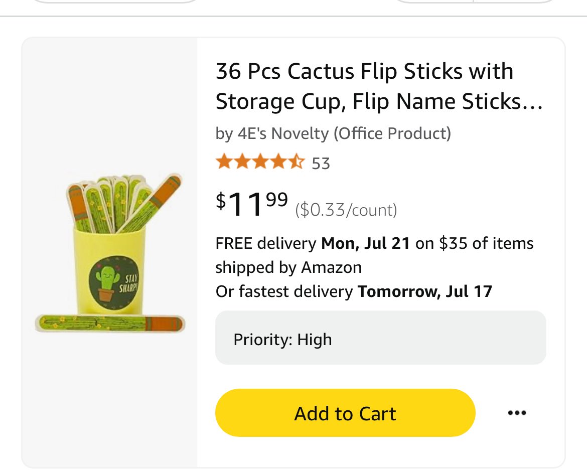 <a href="/coachj4592/">Coach J</a> Sending prayers and good thoughts your way — for your son, you, and the doctors 💛 You’re right, no such thing as a routine surgery.

I’d love to get a set of cactus-themed name sticks 🌵 to bring a little fun to my kinder classroom!

amazon.com/hz/wishlist/ls…