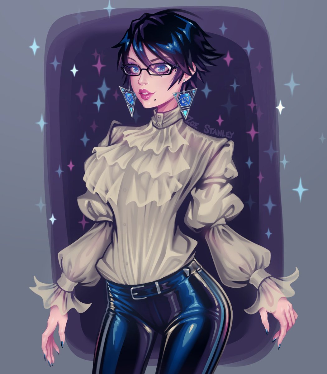 ZoeStanleyArts's tweet image. Bayonetta wearing the puffy shirt from Seinfeld. #Bayonetta2 #FanArt
