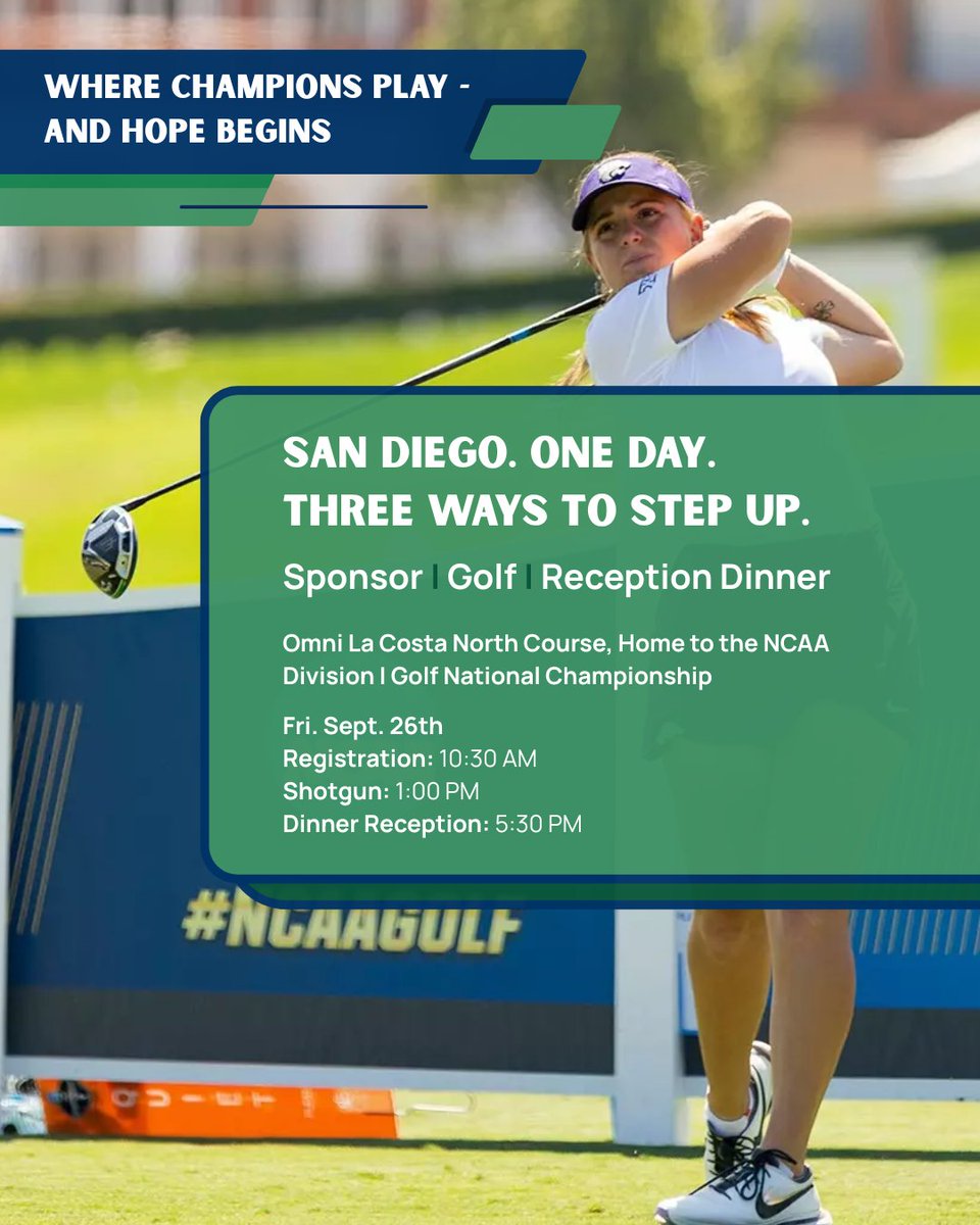 Not everyone gets to play where NCAA champions compete.  

Even fewer get to change lives while they do it.

On September 26, you can do both.

Early bird pricing is ending soon, so get it now while you still can!

Register now at teamstepusa.org/sfohsd

#CharityGolf