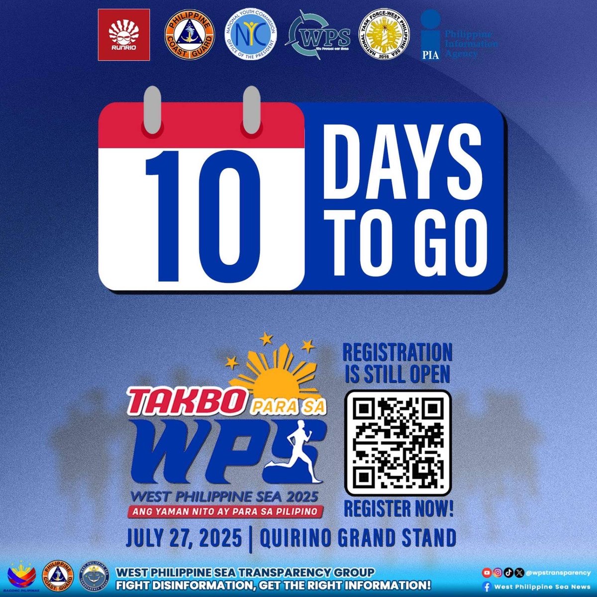 wpstransparency's tweet image. ๐โโ๏ธ๐ต๐ญ 10 ๐๐๐๐ ๐๐ ๐๐!
Lace up for a cause that runs deeper than the sea! ๐
Join ๐๐๐๐๐ ๐๐๐๐ ๐๐ ๐๐๐ 2025 and show the world that the West Philippine Sea is ours to protect.
๐ ๐๐๐๐ 27, 2025 | ๐๐๐๐๐๐๐ ๐๐๐๐๐๐๐๐๐๐
โ
๐๐๐ ๐ข๐ฌ๐ญ๐ซ๐๐ญ๐ข๐จ๐งโฆ