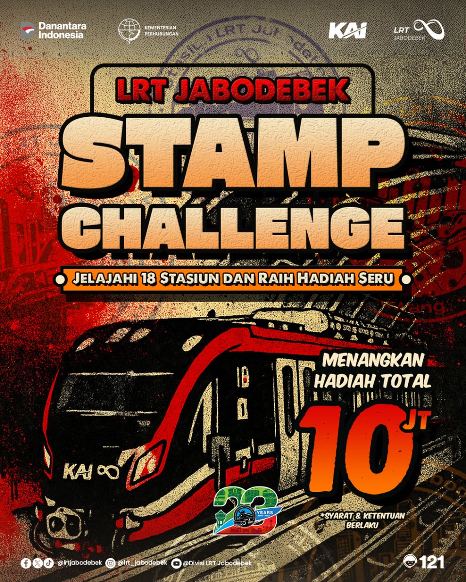 irpsID's tweet photo. Hai hai Sobat Preservasi!

Yuk ikut stamp challenge @lrtjabodebek! Jadi yang tercepat ngumpulin seluruh stempel stasiun LRT Jabodebek, dan menangin hadiahnya 😁

Simak aturan mainnya di bawah ini ya Sobat 👇🏻

Ambil buku stempelnya mulai hari ini di Stasiun LRT Cawang jam 9-15 ✨ https://t.co/lQxdB9p5x3