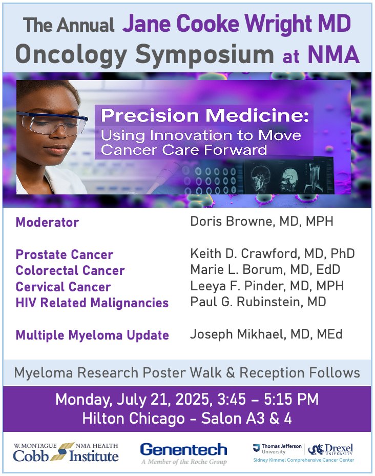 🎯 Join us for the Jane Cooke Wright MD Oncology Symposium at #NMA2025 – July 21, 3:45–5:15 PM, Hilton Chicago. Explore precision cancer care!

🔗 Full program: thecobbinstitute.org/the-cobb-insti…