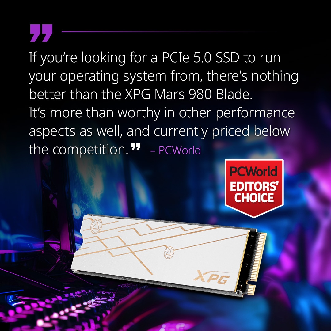 Boot up faster, game smoother, and stay ahead with the XPG MARS 980 BLADE—PCWorld Editor’s Choice for a reason.

PCIe 5.0 speed, ultra-thin design, and priced below the competition? Yeah, it's that good.🔥

🛒 Get yours now: tr.ee/vX24uK