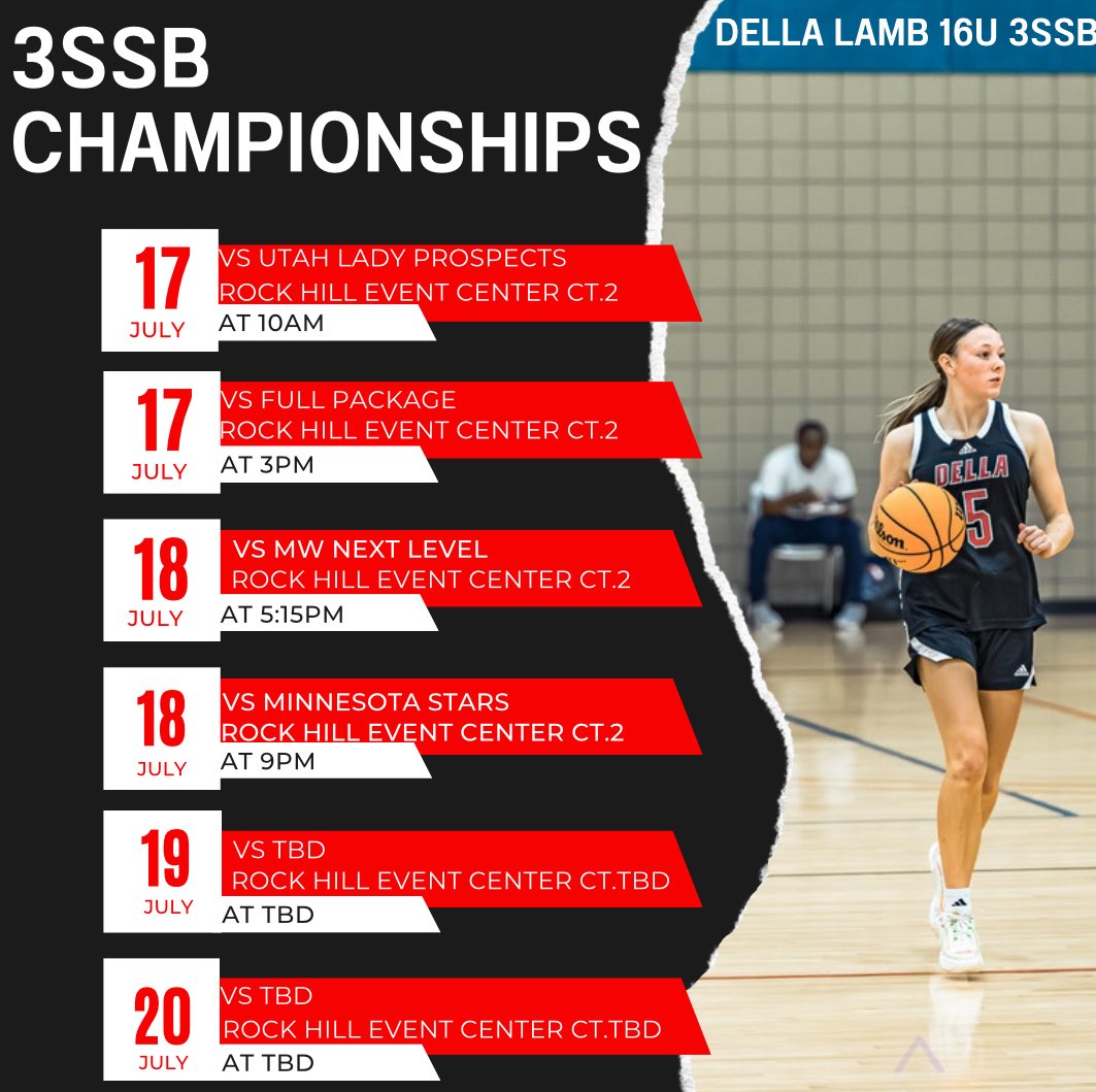 Here’s the schedule for 3SSB Championships in Rock Hill, South Carolina!!