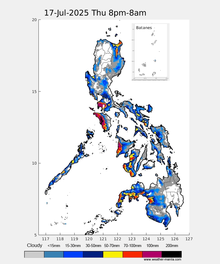 nababaha's tweet image. URGENT message
Ingat po tayo sa mga lugar na nakakulay itim at maroon sa mapa. May panganib ng baha at landslide.
For more info about flood hazards in these areas, please visit noah.up.edu.ph
#CrisingPH
Source: @Weather_Manila