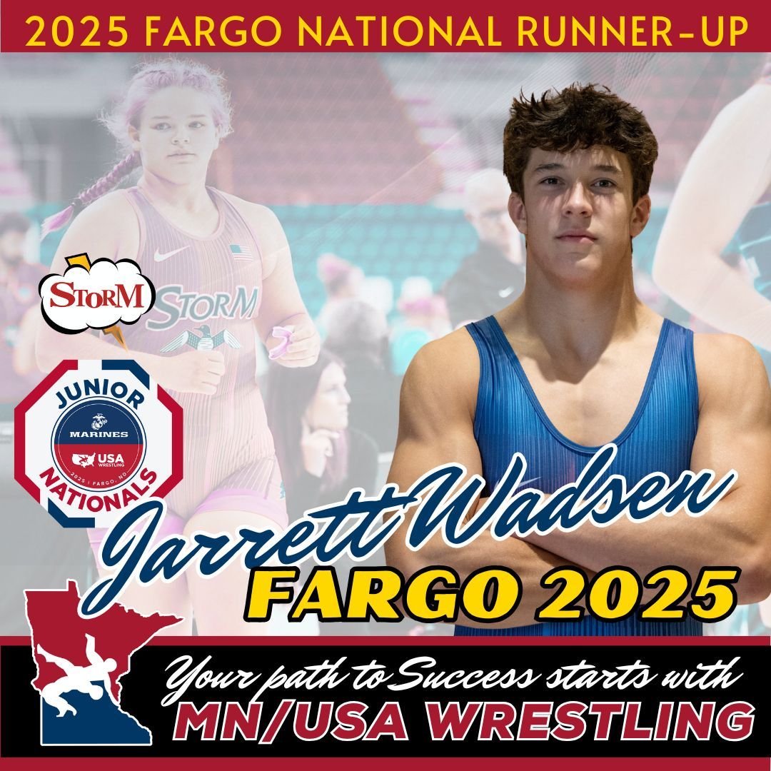 MNUSAW's tweet image. Congrats to Jarrett Wadsen on making the fargo finals.  What a tournament, it was a pleasure watching you represent team Minnesota. #mnusawrestling #mnstorm