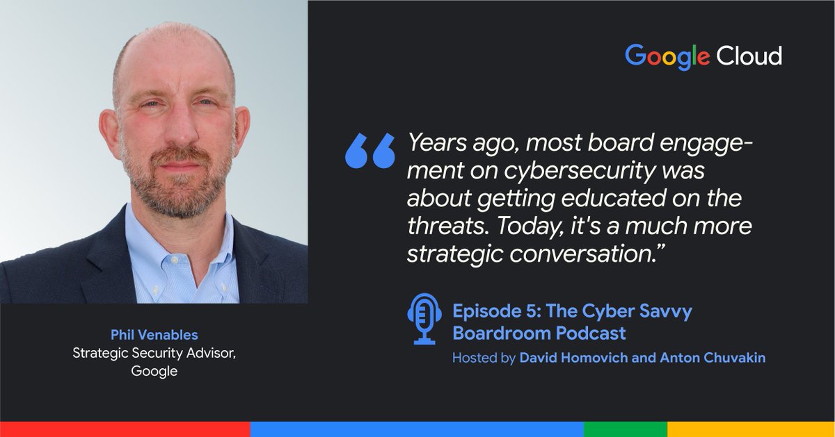 GoogleCloudSec's tweet image. As cyber resilience emerges as a top business priority, @philvenables emphasizes why board members should expand their technical knowledge around cyber threats, privacy, and risk on The Cyber Savvy Boardroom.

🎧 Listen now → bit.ly/46fDhZM